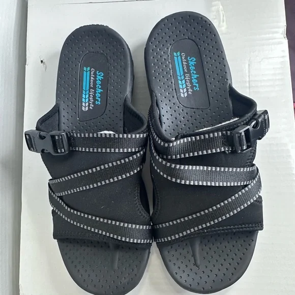 SKECHERS Outdoor Lifestyle Ladies Perfect Planning Slide Reggae Black Size 8 - Picture 2 of 7